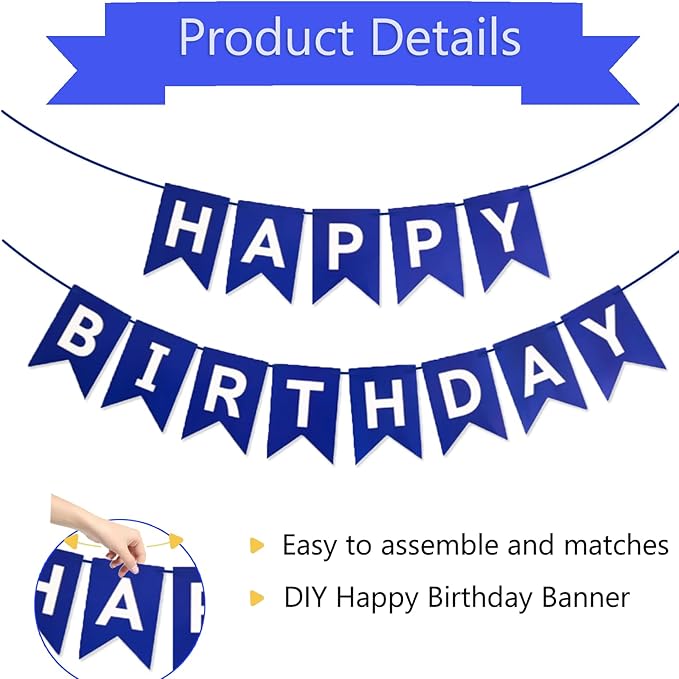 Happy Birthday Banner Party Banner Birthday Hanging Decoration for Women Men Girls Boys Adults Pets Party Backdrop Wall Decor Party Supplies