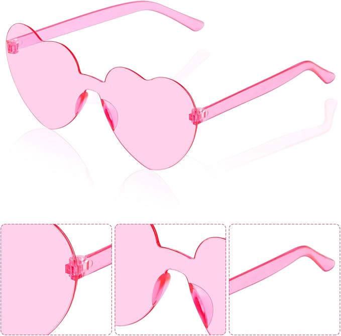 30 Pcs Heart Shape Sunglasses Frameless Transparent Glasses Get-Together Favors for Women