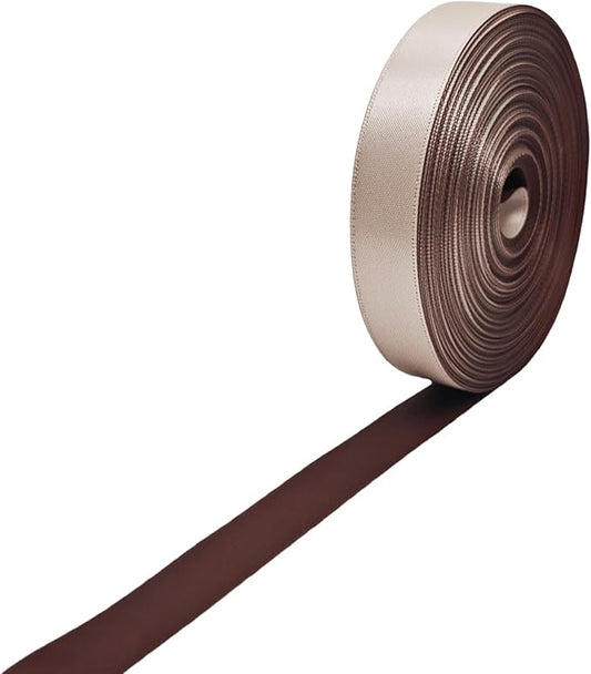 5/8 Ribbon, Burgundy & Vanilla Two-Tone Double Faced Satin Ribbon for Gift Wrapping, Flower Bouquet, Bow, Hair, Wedding, DIY Crafts, Holiday Party Decorations, 30 Yards Total