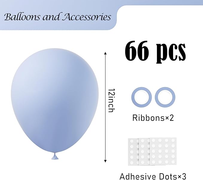 Voircoloria Dusty Blue Balloons, 66pack 12inch Slate Blue Latex Party Balloons for Wedding, Birthday, Graduation, Bridal Shower, Baby Shower, Gender Reveal, Anniversary Party Decorations