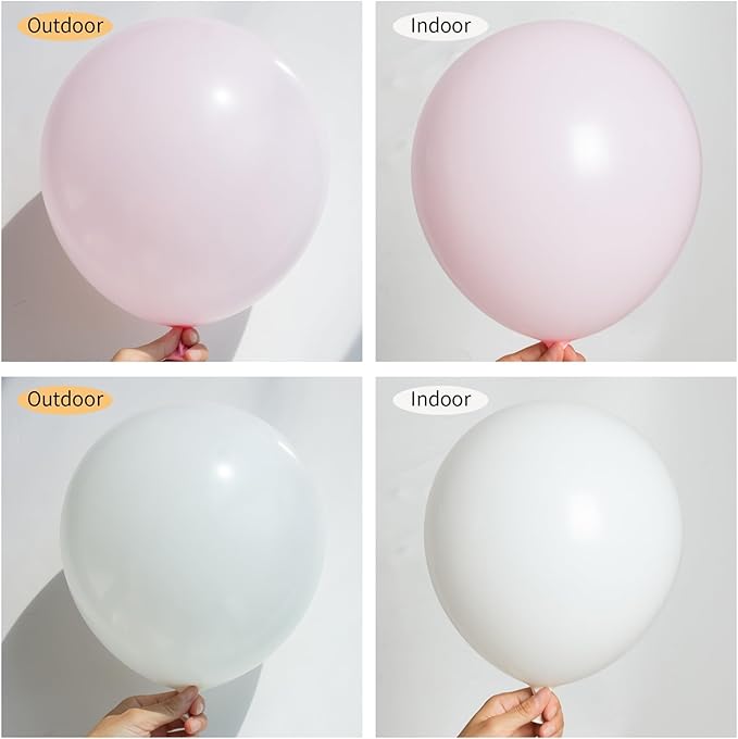 130-Pack Pastel Pink & White Balloon Garland Kit - 18/12/10/5 Inch Different Sizes White and Pink Latex Balloons for Baby Shower, Princess Birthday, Wedding Arch Decor