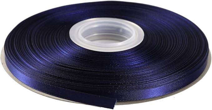 ITIsparkle 1/4" Inch Double Faced Satin Ribbon 50 Yards-Roll Set for Gift Wrapping Scrap Books Party Favor Hair Braids Baby Shower Decoration Floral Arrangement Craft Supplies, Navy Ribbon