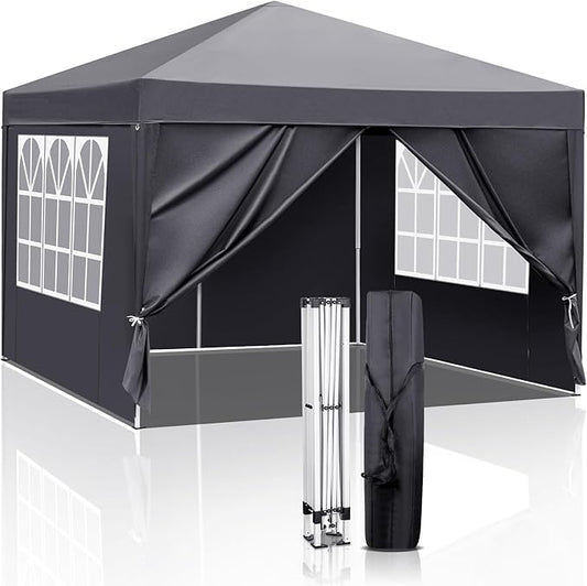 VINGLI 10x10 Pop Up Canopy Tent with Sidewalls, Outdoor Gazebo Canopy Tent, Patio Event Tents Outdoor Event Shelter for Parties (Gray)