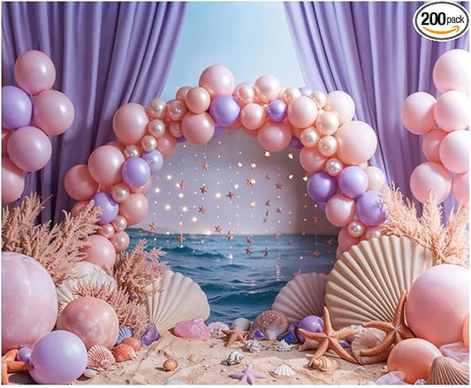 Kate 10x8ft Happy Birthday Party Backdrops for Photography Colorful Balloons Background Hawaii Sand Starfish Shell Backgrounds Bridal Baby Shower Portrait Studio Backdrop