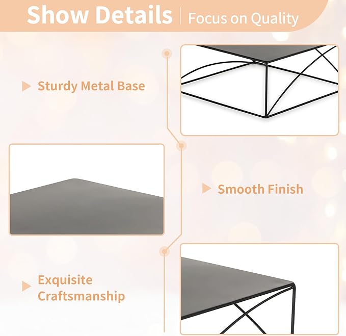 NUPTIO Cake Stand Cupcake Display Metal Dessert Pedestal Stands Food Riser Black Display Plate for Party Halloween Birthday Event Kitchen Table Baby Shower Square Buffet Vase Plant Stand