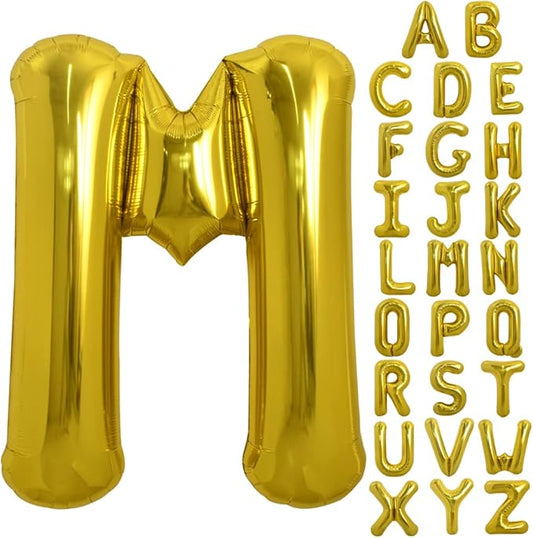 TONIFUL 40 Inch Large Gold Letter M Balloon - Foil Mylar for 2026 New Year Eve Graduation Wedding Baby Shower Birthday Party Anniversary Supplies Decorations