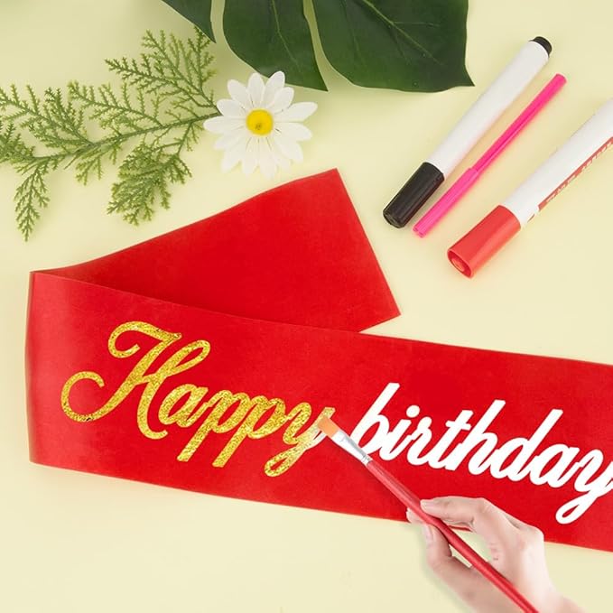 4pcs Red Sashes Happy Birthday Sash Bride Sash Bachelorette Party Homecoming Queen Sash Its My Birthday Sash Prom Sashes For Pageants Red Birthday Sashes For Senior Night, Sorority, Make Your Own Sash