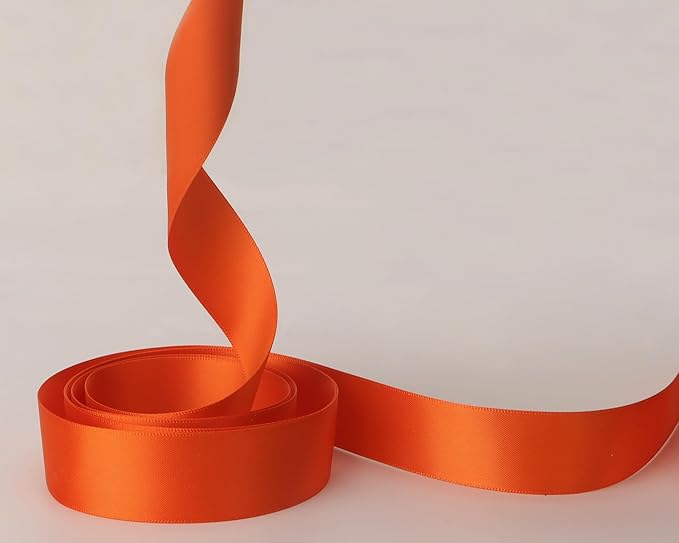 Ribbli Torrid Orange Double Faced Satin Ribbon,1” x Continuous 25 Yards,Use for Craft Bows Bouquet, Gift Wrapping, Wedding Decoration, Floral Arrangement
