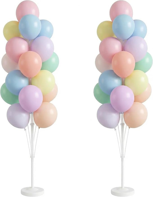 Pastel Balloon Column Kit Set of 2 With Macaron Latex Balloons Stand Included - Base,Pole,Balloon Tower Backdrop Decoration for Wedding,Baby Shower,Bridal,Graduation,Birthday,Easter Party,Bachelorette