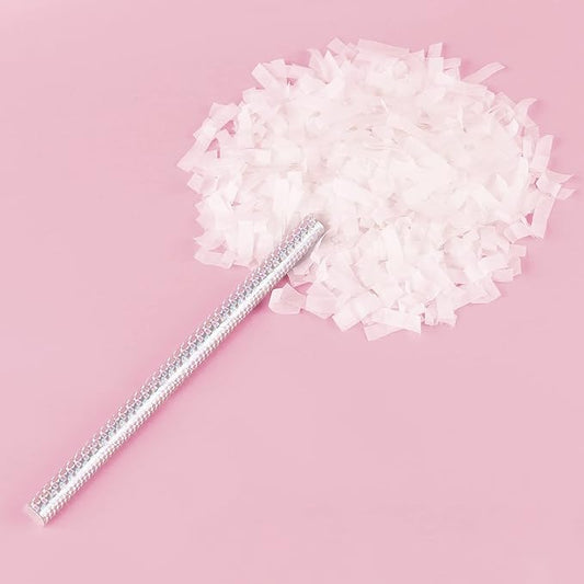 BATTIFE 30Pack White Confetti Wands, 14 Inch Tissue Paper Confetti, Flick Flutter Sticks for Wedding, Celebrations, Anniversary, Birthday, Graduation Party