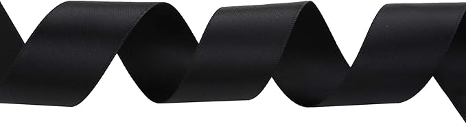 1" Inch Double Faced Satin Ribbon 50 Yards-Roll Set for Gift Wrapping Scrap Books Party Favor Hair Braids Baby Shower Decoration Floral Arrangement Craft Supplies, Black Ribbon