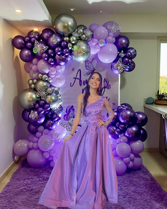 AIOZX Purple Latex Balloon Set - 50 Pcs 12 Inches Dark Purple Balloons Metallic Purple Balloons for Birthday Wedding Baby Shower Party Decoration