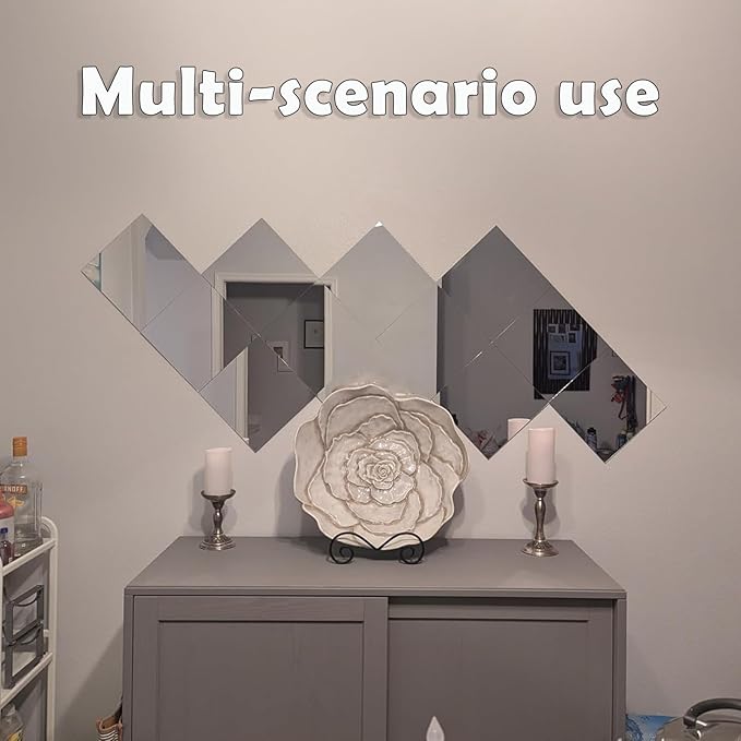 8" Square Mirror Centerpieces for Tables Decorations, 10 Pack Acrylic Square Mirror Tray Candle Plate 2mm Thickness Mirror Centerpiece Table Decorations for Wedding Decorations Party, Wall Decor
