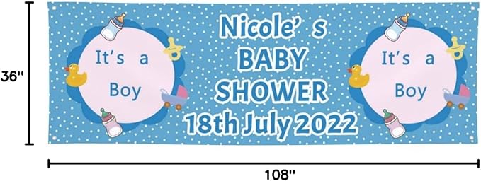 Baby Shower Banner Personalized Name Date Custom Baby Shower Banners and Signs Customize for Party Decoration 9'x3'