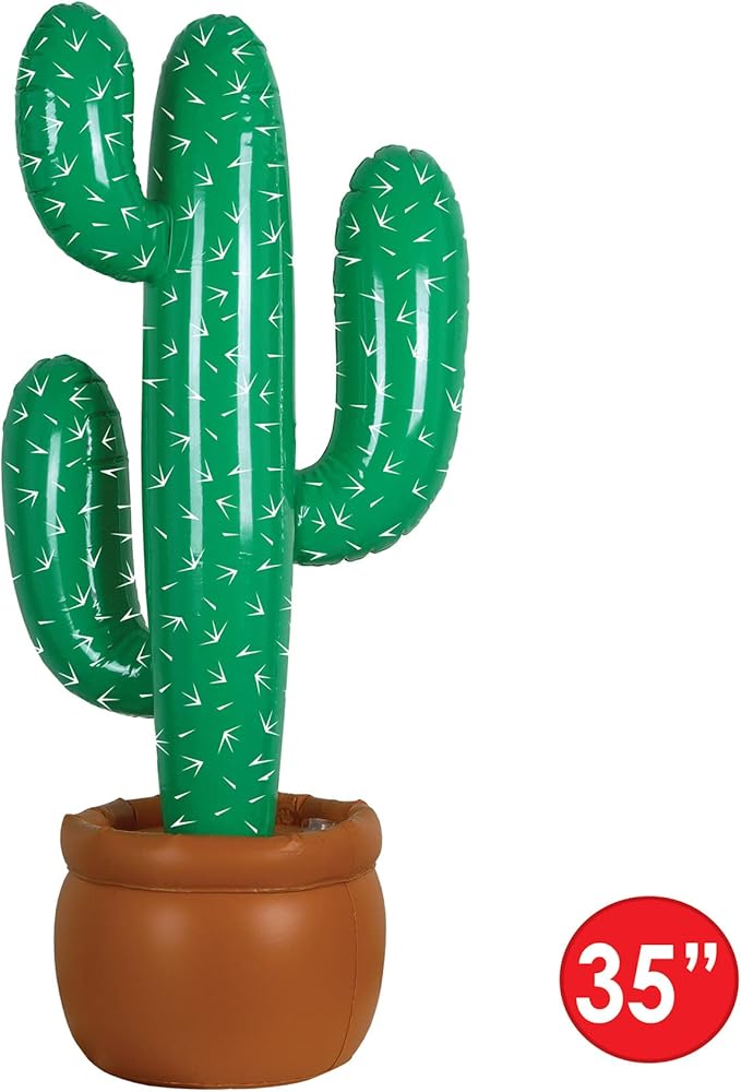 Beistle 35" Inflatable Cactus for Mexican Theme Fiesta D?cor, Cinco De Mayo Party Decorations, Western Photo Props