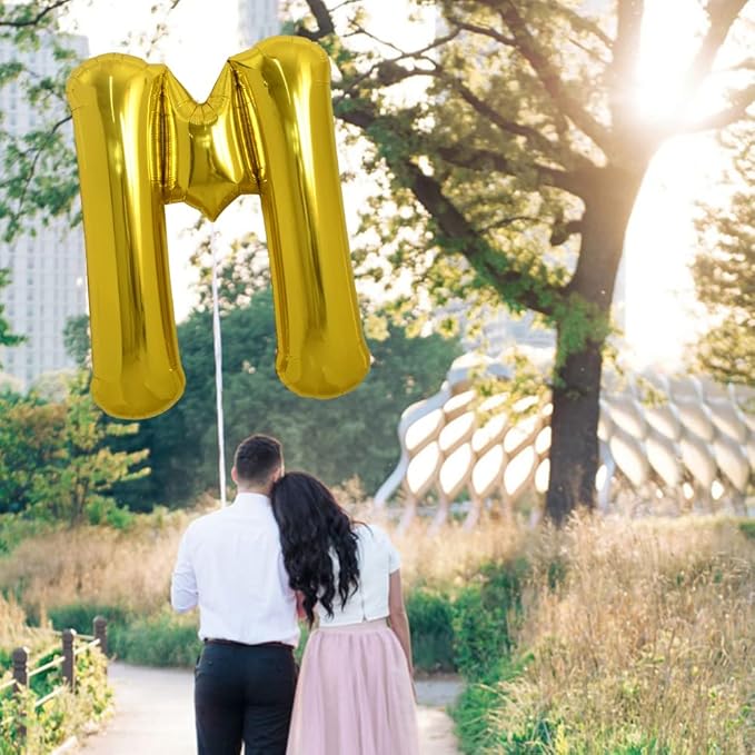 TONIFUL 40 Inch Large Gold Letter M Balloon - Foil Mylar for 2026 New Year Eve Graduation Wedding Baby Shower Birthday Party Anniversary Supplies Decorations