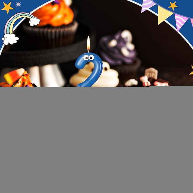 MTLEE Number Birthday Candle Monster Theme Candles Cookies Cake Topper for Girl Boy Cartoon Birthday Party Cake Decorations Supplies(Blue A,Number 2)