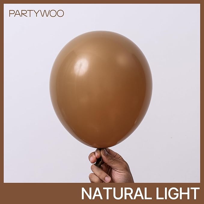 PartyWoo Brown Balloons 152pcs Different Sizes of 18 12 10 5 Inch Boho Neutral Fall Coffee Tan Balloons Arch Kit Garland for Birthday Boy Baby Shower Jungle Safari Fall Party Decorations Brown-F09
