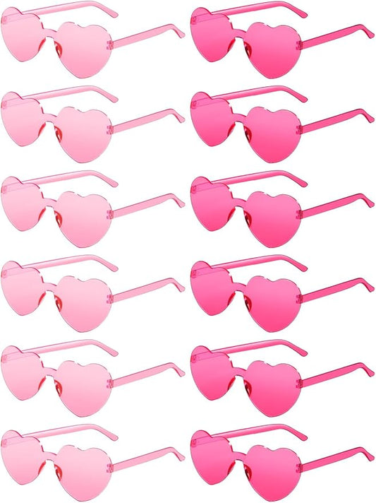 12 Pairs Heart Shaped Sunglasses for Women Colorful Glasses Fun Trendy Transparent Heart Sunglasses Party Favor