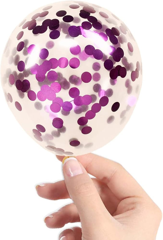 Purple Confetti Balloons, 40 Pcs 5 Inch Clear Balloons with Confetti Inside for Birthday Party Graduation Engagement Cake Topper Decor Bridal Shower Baby Shower Decoration Supplies