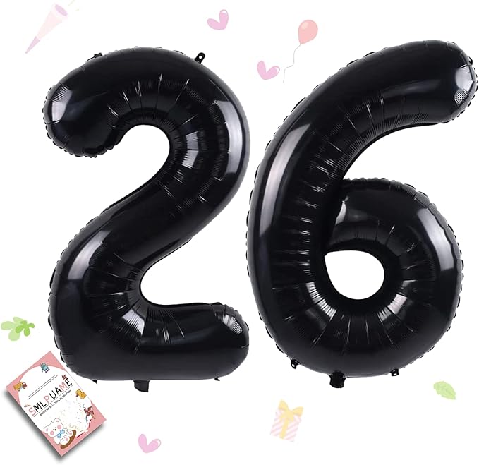 40 inch Number Balloon 0-9 Black Large Number 26 Balloons,Digital Balloons for Birthday Party Celebration Decorations Supplies, Helium Foil Number Balloons for Wedding Anniversary