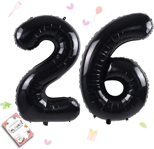 40 inch Number Balloon 0-9 Black Large Number 26 Balloons,Digital Balloons for Birthday Party Celebration Decorations Supplies, Helium Foil Number Balloons for Wedding Anniversary