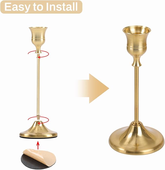 Candlestick Holders, 12PCS Taper Candle Holder for Candlesticks, Gold Candle Holders for Table Centerpiece, Wedding, Party