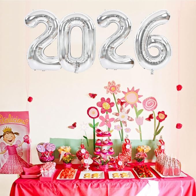 TONIFUL 2026 Graduation Balloons 40 Inch Number Balloons Aluminum Foil Mylar Balloons for Graduation New Year Eve Anniversary Decorations Class of 2026 Grad Party Supplies（Number 2026）