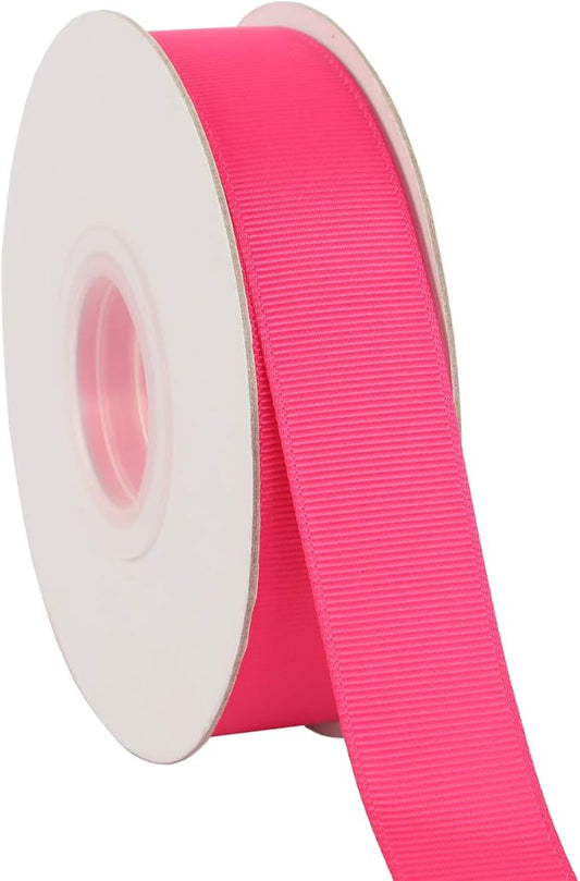Ribbonitlux 1" Wide Solid Grosgrain Ribbon 25 Yards (176-Fuchsia）, Set for Gift Wrapping, Party Decor, Sewing Applications, Wedding and Craft