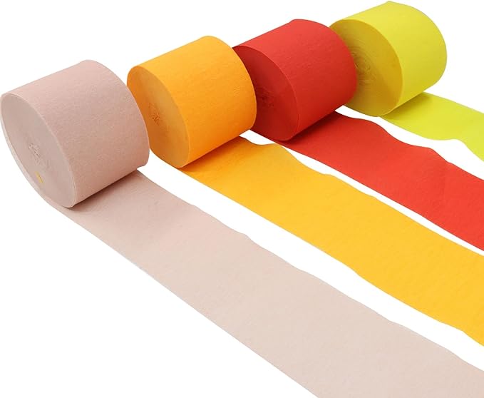 PHITUODA 8 Rolls Red Orange Yellow Pink Streamers 656ft, Red Orange Yellow Pink Crepe Paper Party Streamer Decorations for Wedding Shower/Baby Shower Birthday Valentine's Day,82ft Long