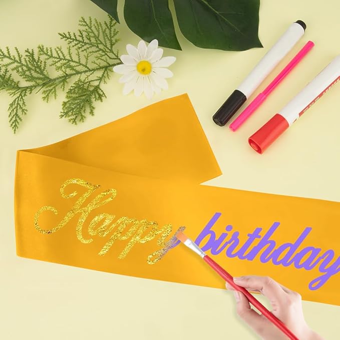 Gold Sash President Sash Bachelorette Party Sashes 4pcs Gold Birthday Sash Senior Sashes Yellow Sash Homecoming Sashes Plain Sash Prom King Sash Queen Sash Blank Sashes To Decorate Retirement Sash