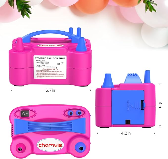 Chamvis Balloon Pump Electric, 110V 600W Balloon Pump Inflate, Air Pump for Balloons: Balloon Blower Machine for Fast and Easy Filling Balloons