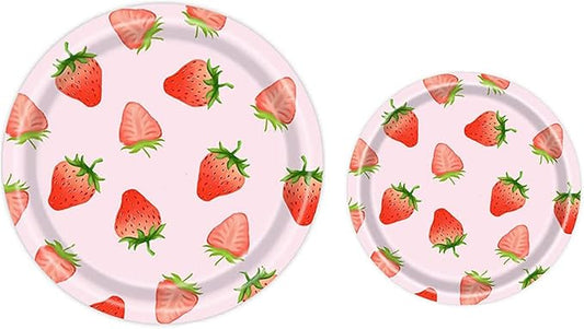 MaitianGuyou Strawberry Themed Birthday Party Plates,Berry Sweet One Supplies 40 Pack 9 Inch Dinner Plates and 40 Pack 7 Inch Dessert Plates for Girl Berry First Decor
