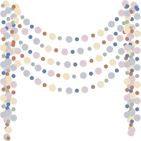 Outus 5 Pieces Colorful Circle Garland Banner Hanging Paper Dot Decorations for Classroom, Birthday Party, Baby Shower, Wedding Backdrop & Photo Booth Graduation Decor (Boho Color)