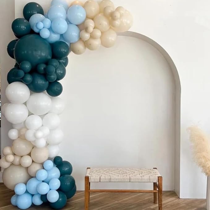 Blue White Balloons Dusty Blue White Beige Balloons 60PCS 12INCH Slate Blue Balloon for Bear Birthday Party Decorations Retro Sage Sea Pastel Blue Helium Latex Balloon for Boho Wedding Baby Shower