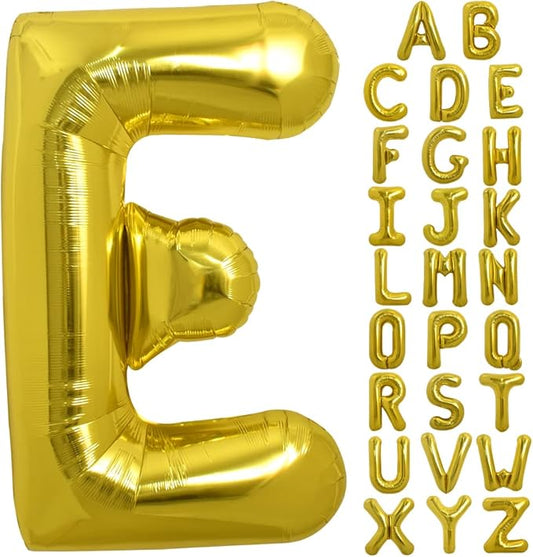 TONIFUL 40 Inch Large Gold Letter E Balloons, Foil Mylar Big Balloons for 2026 New Year Eve Graduation Wedding Baby Shower Birthday Party Anniversary Supplies Decorations