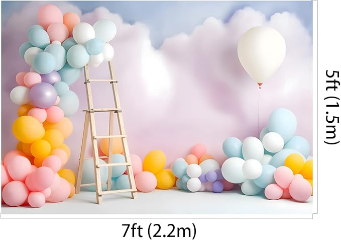 Kate Birthday Party Backdrops Balloons Decorations Cake Smash Cloud Photography Background 7x5ft