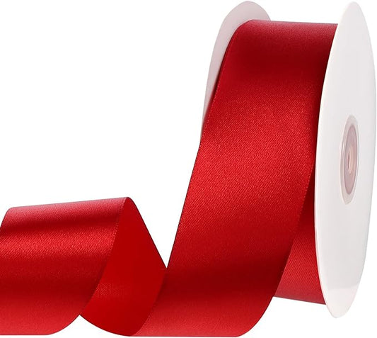 woric Red Ribbon 1 1/2 Inch 60 Yards Red Wedding Decor Satin Ribbons for Bridal Shower Wedding Bridesmaid Gifts Handmade Roses Bows Crafts Flower Bouquet Party Gift Wrapping