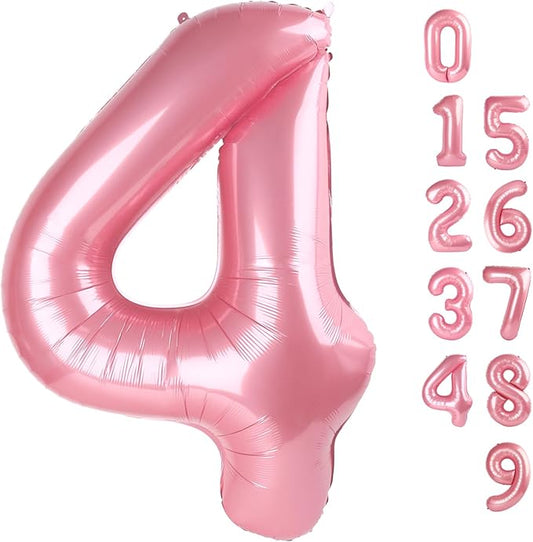 40 Inch Large Numbers Balloon, 4 Pastel Pink Ballon for 4th 14 40 44 Birthday Party, Balloon 4 Number for Graduations Wedding Supplies