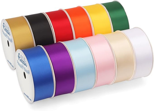 Ribbli Rainbow Satin Ribbon 1 Inch x 12 Rolls Total 60 Yards- Colorful Ribbon for Gift Wrapping Craft Party Decoration Baby Shower Wedding