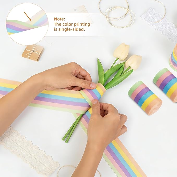 PIGETALE 6 Pastel Streamers, 197ft Pack of Rainbow Colorful Crepe Paper Streamers for Birthday Wedding Bachelorette Bridal Shower Unicorn Easter Spring Theme Party Hanging Backdrop DIY Crafts Supplies