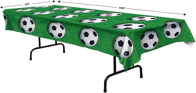 Beistle Soccer Ball Tablecover, 54” x 108” – Plastic Table Cloth, Soccer Party Decorations, Soccer Birthday Party Supplies, Soccer Decorations for Party, Soccer Themed Birthday