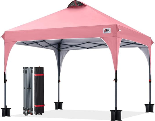 ABCCANOPY Outdoor Pop up Canopy Tent, 10x10 Instant Portable Canopy for Camping, Beach, Backyard,Pink