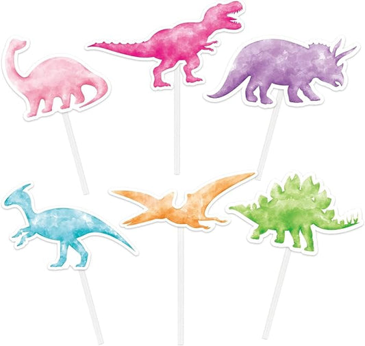 WERNNSAI 36 Pcs Dinosaur Cupcake Toppers - Girl Dinosaur Party Decorations Dino Cake Toppers Picks Dino Cake Decorations for Kids Birthday Baby Shower Party Supplies
