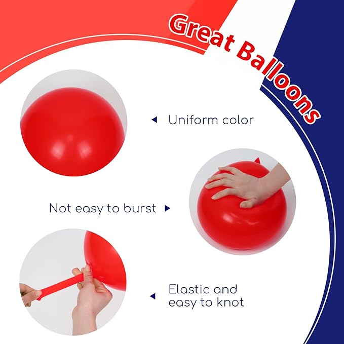 60pcs Red White and Blue Balloons 12inch, Navy Blue Confetti 4th of July Balloons for Fourth of July Graduation Birthday Party Decorations