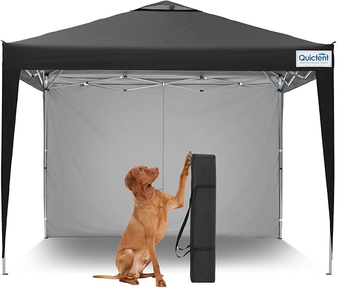 Quictent 10x10 Pop Up Canopy Tent with 1 Sidewall, Instant Setup Gazebo for 1 Person, Portable & Compact, Waterproof & UV Protection, Ideal for Camping, Beach, Parties, and Outdoor Events