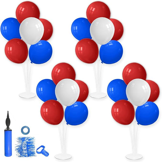 ZJDHPTY Red White and Blue Balloon Stand Centerpiece Table Decorations for 4th of July Father's Day Graduation Birthday Party Decorations(Red white blue set4)