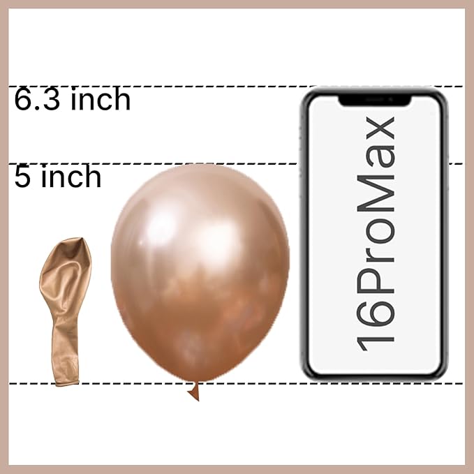 PartyWoo Metallic Rose Gold Balloons 50pcs 5 Inch Chrome Champagne Gold Latex Balloons for Wedding Baby Shower Birthday Anniversary Bachelorette Bridgerton Floral Party Decorations Rose Gold-G112