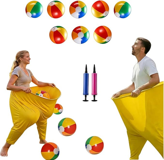 Granny Pants Yard Game Set, Oversized Giant Pants Outdoor Party Game with Bouncy Balls & Air Pump, Ultimate Backyard Games for Family Reunion, Carnival & Friends Gathering