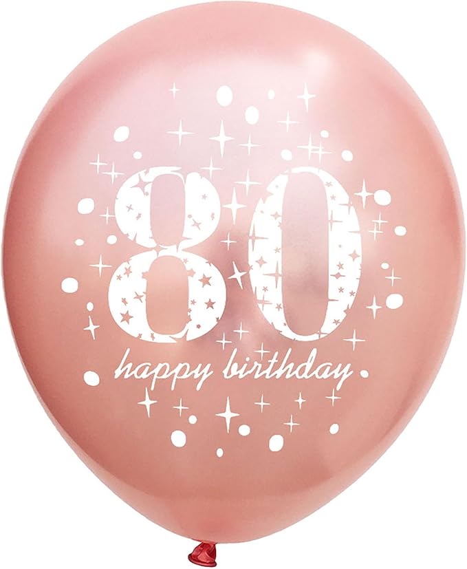 SHUNTAI 80th Birthday Balloons Rose Gold 80th Birthday Decorations for Women Her Latex Confetti Balloon 80 Year Old Anniversary Theme Happy Birthday Party Supplies 15 Pack 12 Inch